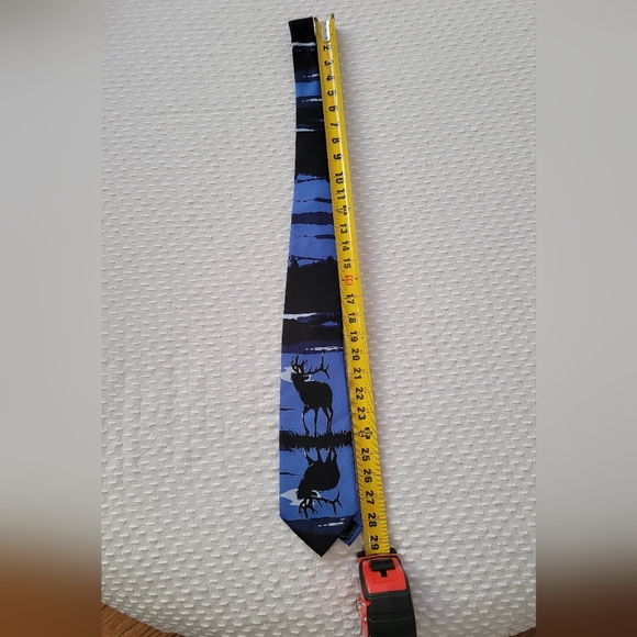 Tie Men's Deer Buck Night Scene Handmade Neck Tie - Picture 5 of 15